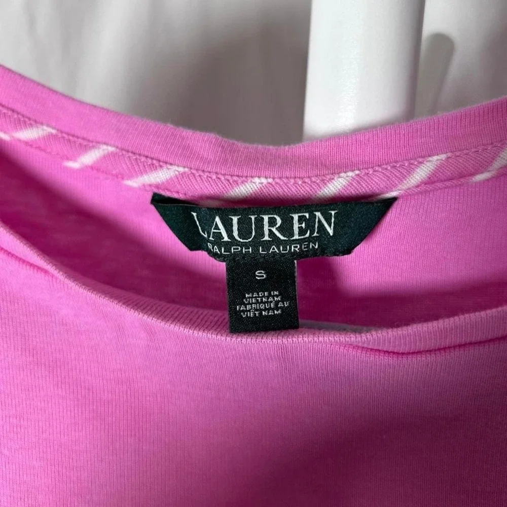 Lauren Ralph Lauren Short Sleeve Pocket Sleeve Tee T Shirt Women's Small pink - Picture 4 of 5